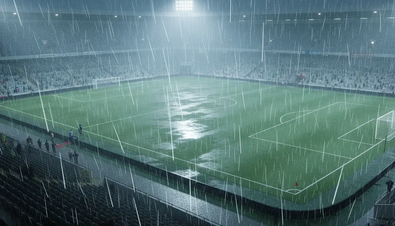 Fattori esterni scommesse con stadio di calcio sotto pioggia