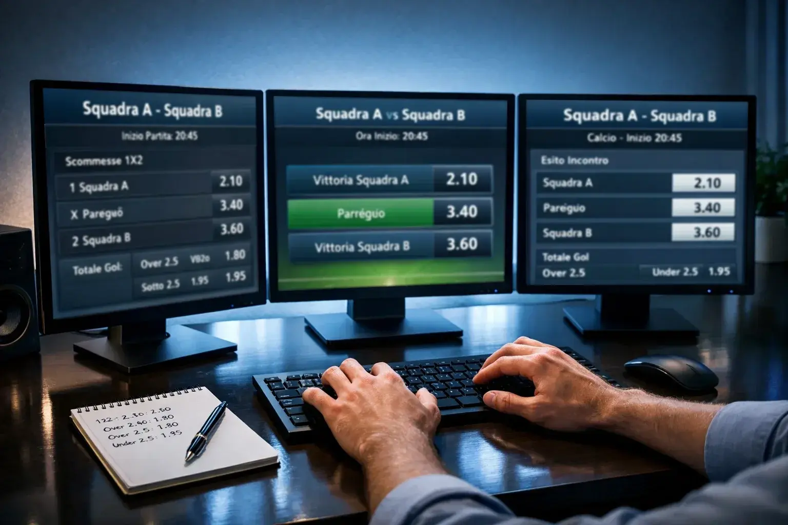 Confronto migliori bookmaker con schermi multipli e quote calcio