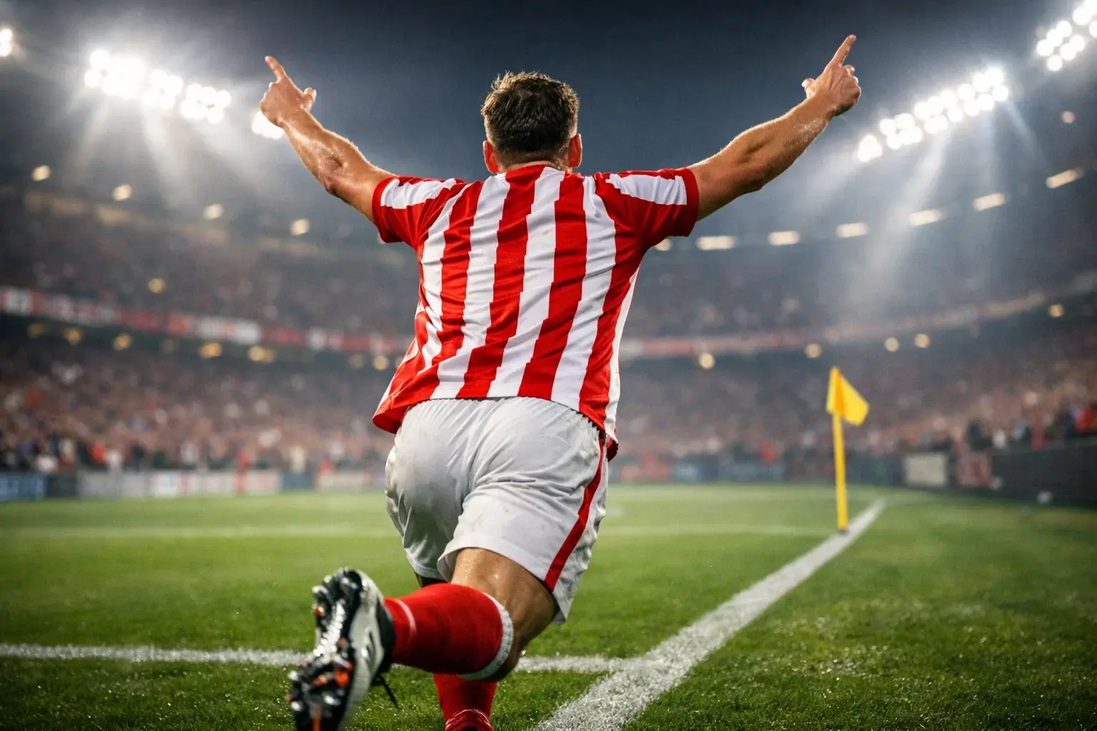 Scommesse marcatori calcio con attaccante che esulta dopo un gol